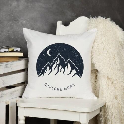Dark Forest Mountain Adventure Print Cushion Cover Decorative Home Pillowcase Living Room Sofa Bedroom White Throw Pillow Case