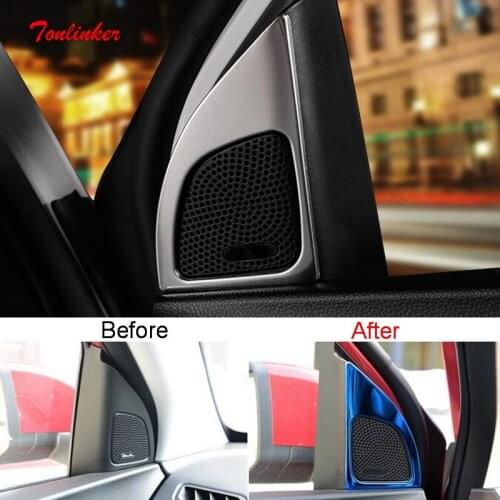 Tonlinker Interior Car Windows Speaker Cover Case for Chevrolet CAPTIVA 2019-20 Car Styling 2 PCS Stainless steel Cover stickers