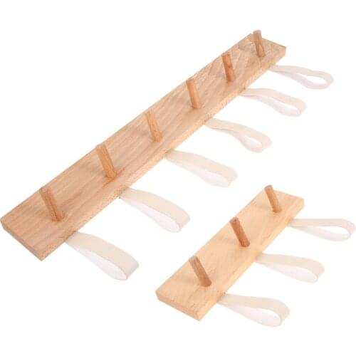 1 set Solid wood pegboard hangers Nordic style Wall decorations sling for hat colthes 3/6Hooks and Leather Belts