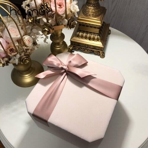 Octagonal Velvet Gift Box Birthday Gift Packaging Wedding Favor Decoration Flower Bouquet Packing Boxes for Bridesmaid
