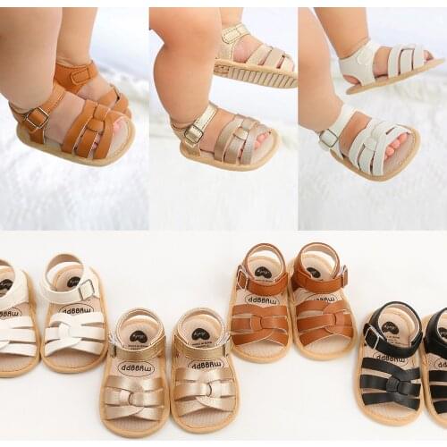 #VW Baby Boys Girls Solid Sandals Summer Shoes Soft Non-Slip Rubber Sole Prewalker Flat Walking Shoes Buckle Strap Casual Shoes
