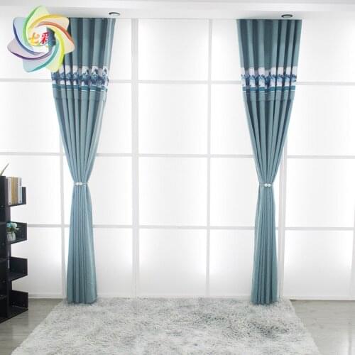 Curtain for living dining room bedroom Simple and modern new Chinese style landscape alpaca wool stitching landscape shading
