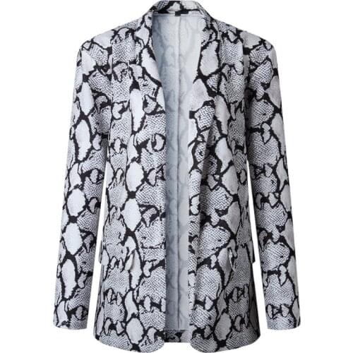 Womens Sexy Snake Leopard Print Long Sleeve Blouse Suit Loose Coat Casual Retro Wild Office Lady Casual Suit Blazer