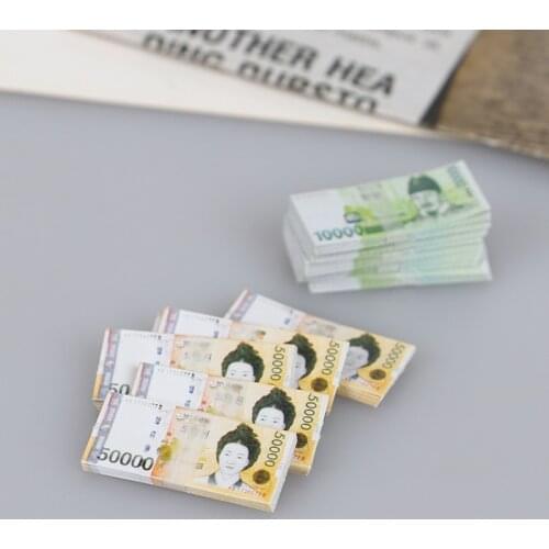 5pcs 1:12 Dollhouse Miniature Won Simulation Banknote Fake Mini Dollhouse Korean Won DIY Decor Accessories
