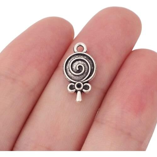 50 x Tibetan Silver Candy Lollipop Charms Pendant Beads for DIY Bracelet Jewelry Making Accessories 18x10mm