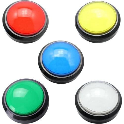 100mm Big Round Push Button LED Illuminated with Microswitch for DIY Arcade Game Machine Parts DC12V Large Dome Light N0PC