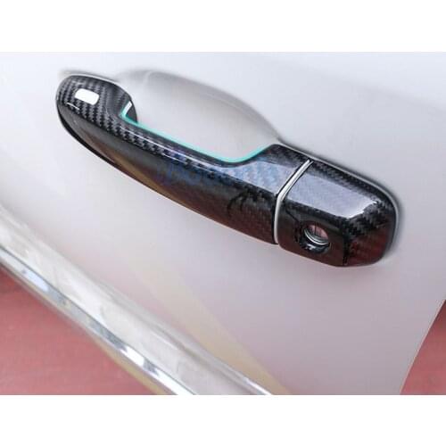 Carbon Fiber look Door Handle Cover Grab holder Protective Panels 2010-2019 For Toyota Land Cruiser 150 FJ150 Prado Accessories