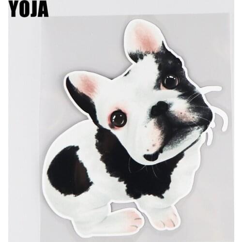 YOJA 13.9×16.3CM Cute Bulldog Decorative Car Sticker Personality Funny Scratch Occlusion Accessories 19B-0100
