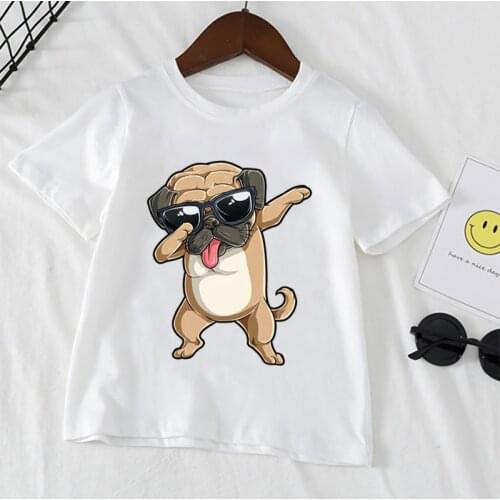 Kids Pug Roller Skating Animal Cartoon T-Shirts Short sleeve Tops Kawaii Print Fashion boys girls Funny Summer Tops,YKP011
