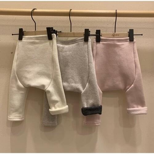 Baby Winter PP Pant Boys Girls Warm Fleece Lined Legging Solid Color New Born Bottoms Outfit Infant Korean Toddler Outwear