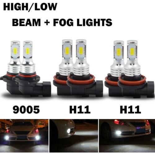DHBH-6X Combo H11 9005 H16 LED Headlight Conversion Kit High Low Beam Fog Light 6000K