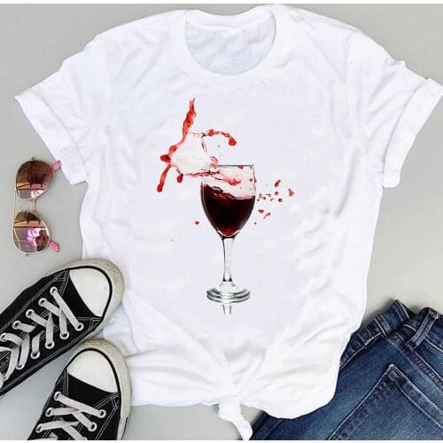 Women 90s Wine Trend Style 2021 Lady Fashion Cartoon Graphic Summer Short Sleeve Print Female Clothes Tops Tees Tshirt T-Shirt