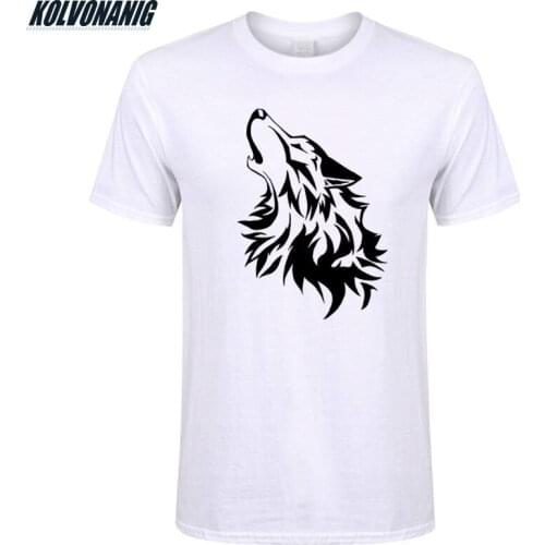 KOLVONANIG 2019 Summer Cute Intoxicated Howl Wolf Funny Animal Print T Shirt Men Cotton O-Neck Short Sleeve Oversized T-Shirts