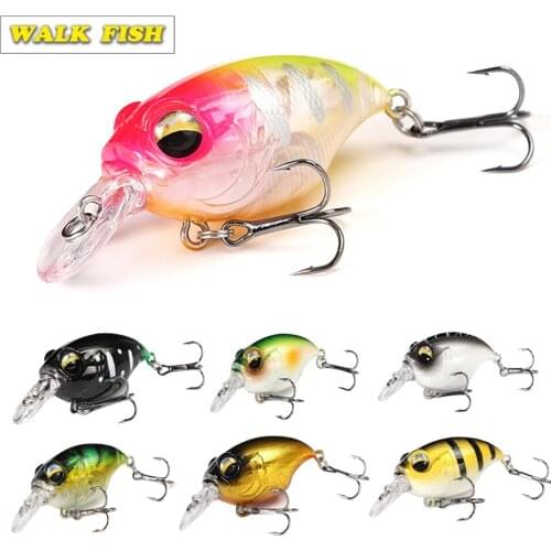 WALK FISH 8g/38mm Crankbait FIshing Baits Artificial Floating 3D Eyes Fishing Baits Wobbler Fishing Bait Bass Pike Fishing Tools