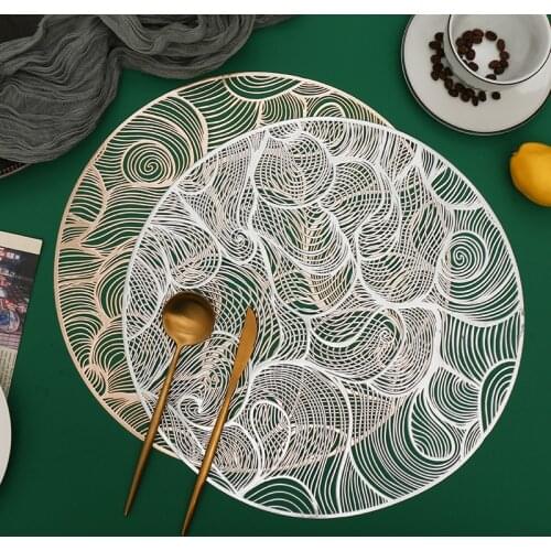 Round Placemats Restaurant Hollow PVC decoration Meal Mat Anti-hot Dining Table Line Mat Steak Plate Pad