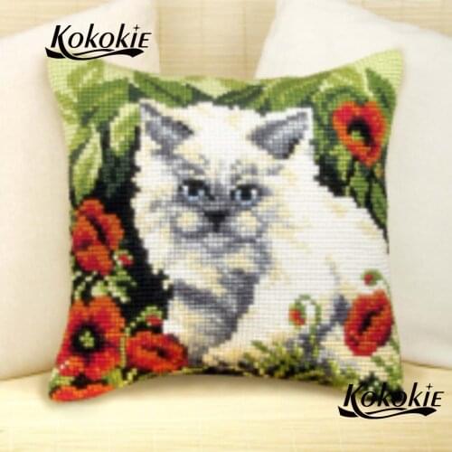 DIY cross stitch set sales throw pillow case fabric material for handicraft embroider Needlework pillow kits cartoon cushion mat