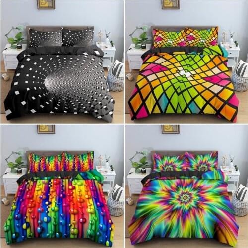 3D Abstract Duvet Cover Set Colorful Ripple Bedding Set Queen King Size Comforter Cover Pillowcase Bedclothes Home Textiles