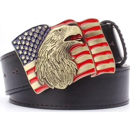 US flag belt copper buckle metal belt Eagle popular punk Decorative strap gift for men european and American style belt