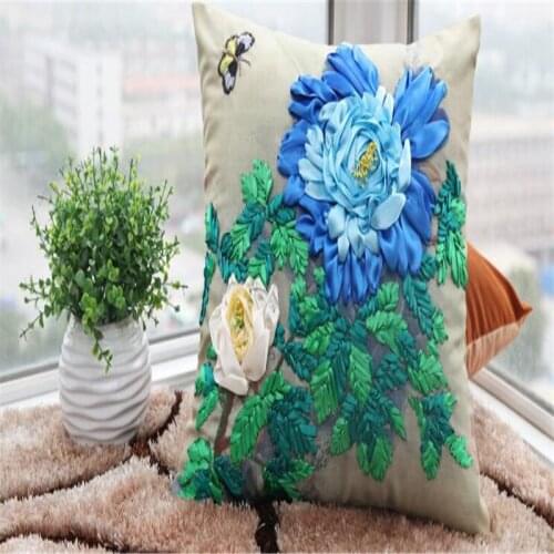 Natural Throw Pillow Cushion DIY Ribbon Embroidery Handmade Without Inner 18Inch Free Shipping Semi Finished Waist Bloster