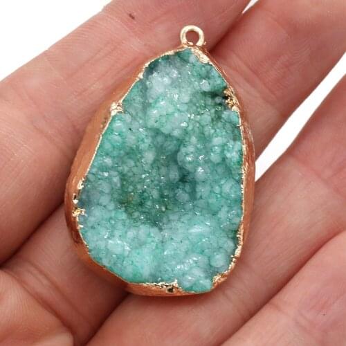 Natural Green Druzys Pendants Charms Stone Quartz Pendant For Women Jewelry Making Druzy Necklace DIY