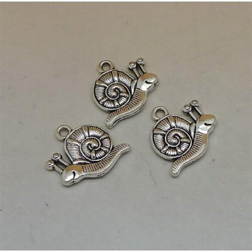 Nevstop 100Pcs/lot Vintage Silver Snail Charms 17x18mm 2-Sided Animal Pendant DIY Jewelry Crafts