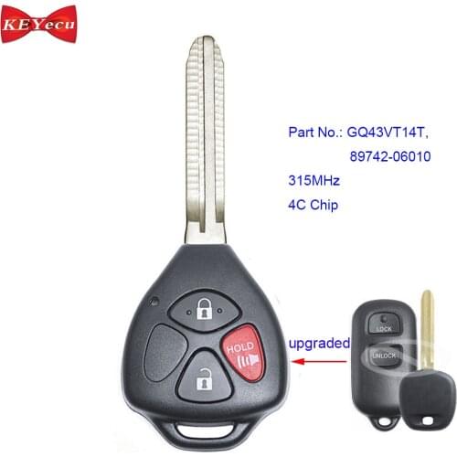 KEYECU for Toyota Camry Celica Corolla Echo Matrix Sienna Solara Upgraded Remote Key Fob 315MHz GQ43VT14T