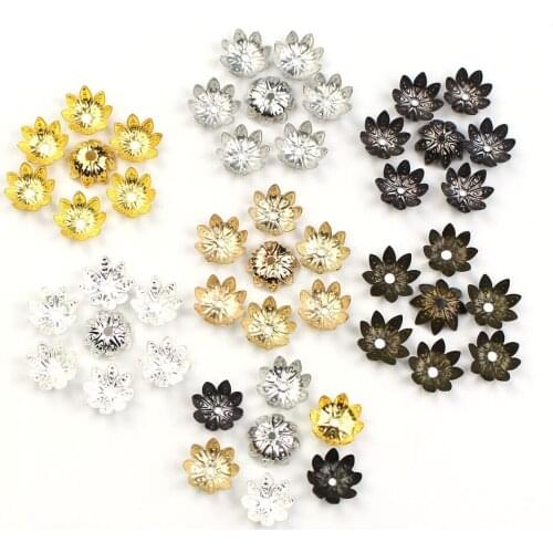 Wholesale 500pcs/lot 8mm /10mm Metal Flower Beads Caps Loose Spacer Bead Caps Filigree Beads Cap for DIY Jewelry Making Supplies