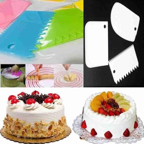 3 Pcs/set Cream Plastic Squeegee Cake Cutting Knife Baking Pastry Tools Color Scraper Decor Kitchen Baking Tool