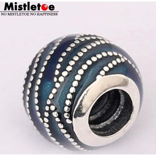 Authentic 925 Sterling Silver Blue Swirls Charm, Mixed Enamel Charm Bead Fit Bracelet Jewelry