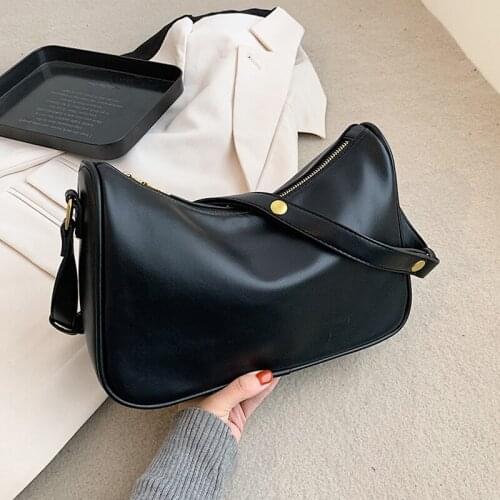 Simple Style Black PU Leather Crossbody Bags for Women 2020 Trend Branded Shoulder Bag Lady Handbags Female Travel Hand Bag