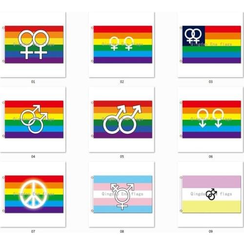3x5 Double Venus Double Mars Variations of the Gay Pride Rainbow Flag