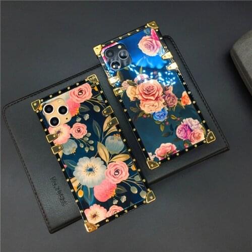 Luxury Brand Laser Floral Flower Soft Square Cover Smooth Glitter Case for Motorola Moto G Play G Stylus G Power 2021 One 5G Ace