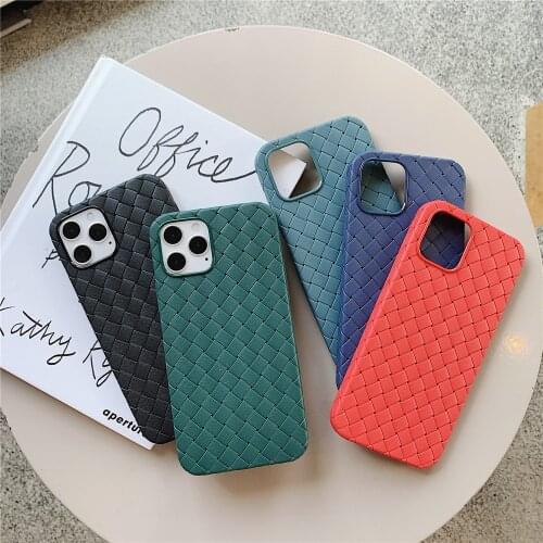 Luxury Soft Woven Phone Case for iPhone 12mini 12 12pro 12 Pro Max Red Green Granny Gray 2020 New Elegant Weave Cover for women