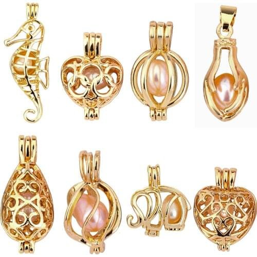 Stylish and sophisticated style Pearl cage pendant fashion hippocampus, love Suitable for pearl, womens and mens jewelry gifts