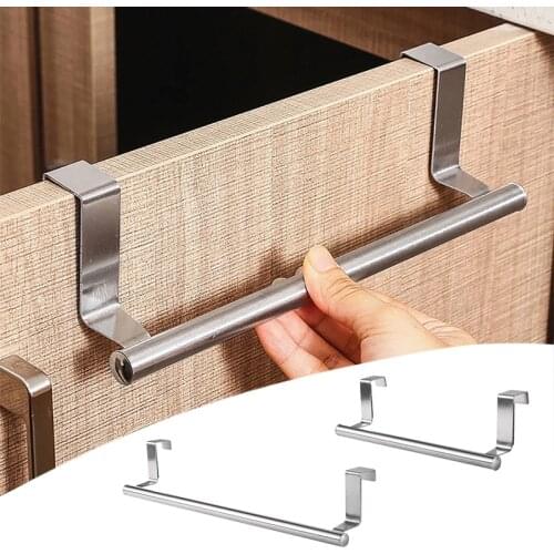Stainless Steel Towel Rack Kitchen Door Cabinet Towel Bar Holder Storage Rack Hanger Rack Hanging Shelf Bathroom Accessories Hou