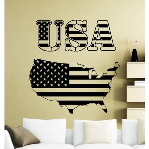 United States Map Flag Vinyl Wall Decal Home Interior Room Decor Wall Sticker Removable Wallpaper Mural DT17