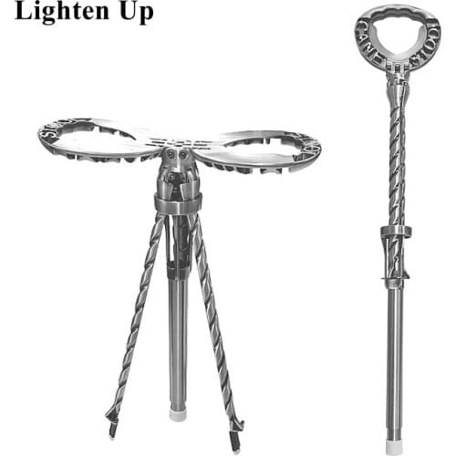 Japanese Popular Retro Camping Cane Retractable Aluminum Alloy Stool For Self-defense Cosplay