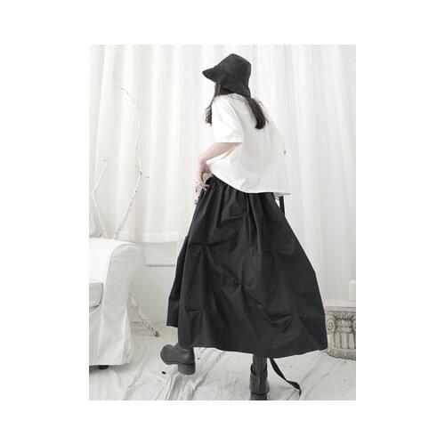 Yamamoto style dark skirt skirt girl summer loose high waist medium-length design feeling minority a-line skirt