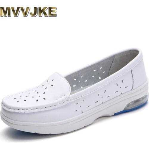 MVVJKE Nurse shoes summer soft bottom not tired feet women sandals thick bottom womens slope with flat white shoes