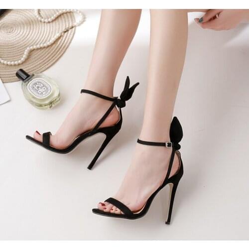 2021 New Sandals women summer shoes high heels open toes buckle strap woman party shoes black sandalia mujer new arrival size