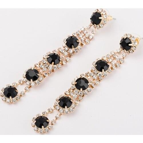 YFJEWE 2018 Fashion Queen Rhinestone Earrings Boucle D'oreille Oorbellen Lang Pendientes Mujer Earrings With Stones Earring E027