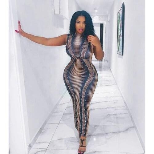 2021 Summer Plus Size Womens Sleeveless Mid-Length Dress Sexy Open Back Round Neck Skirt Irregular Split One-Piece Dress