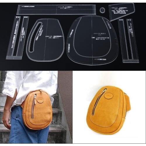 1Set Acrylic Stencil Laser Cut Template DIY Leather Handmade Craft Waist pack Sewing Pattern 19*25*5cm