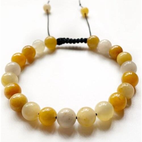 8mm Yellow Quartz Stone Beads Jewelry Handmade Genuine Stone Energy Crystal Healing Ball Bracelet Jewelry Adjustable 1pc
