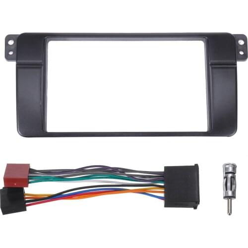 2 Din Radio Fascia DVD Stereo Panel Dash Mount Trim Kit Frame with ISO Wiring + Antenna Adapter For BMW 3 Series E46 1998-2005
