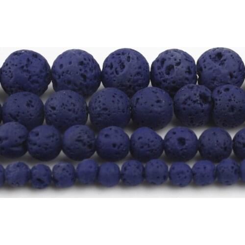 4/6/8/10mm Natural Blue Hematite Lava Stone Round Beads Spacer Loose Matte Beads For Jewelry Making Diy Bracelet Necklace 15"