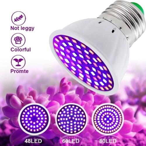 48/60/80 Led Phyto Hydroponic Growth Light E27 Led Grow Bulb Lamp Plant E14 Flower Seedling Greenhouse Grow Lighting