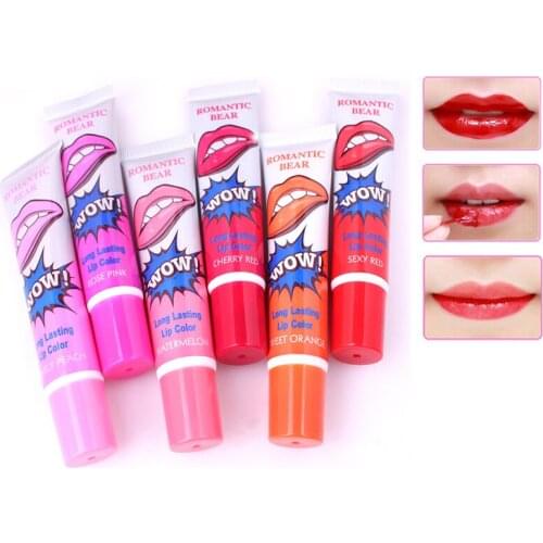 6pcs/lot ROMANTIC BEAR Makeup Cosmetics Long Lasting Lip Gloss Peel Off Liquid Lipstick Matte Waterproof Labiales Lip Tint