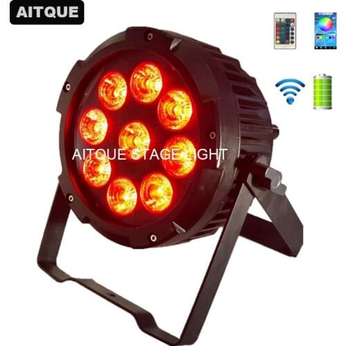 6pcs Stage lighting effect battery powered uplighting 9x12w rgbwa uv led light battery powered wifi portable spotlight