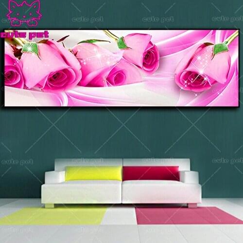 DIY Purple rose flower Diamond Embroidery Diamond painting Full square round mosaic picture rhinestone Vintage Home Decor large